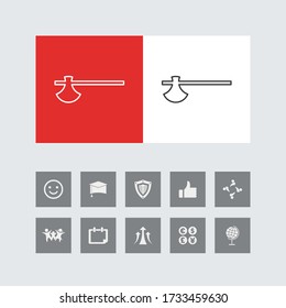 Creative Axe Line Icon with Bonus Icons. 