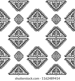 Creative aztec pattern with african tribal drawing. Textile print and cultural fashion vector.