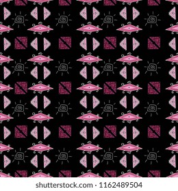 Creative aztec pattern with african tribal drawing. Vector illustration for fabric and fashion textile print
