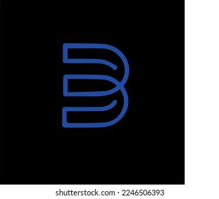 Creative b alphabet black flat symbol logo vector image