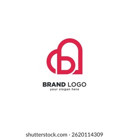 Creative B Letter Heart Logo - Modern Love Branding Symbol.