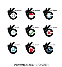 Creative B letter icon abstract logo design vector template.Letter B fingers vector sign.Hand OK symbol icon.Corporate business and industrial creative logotype symbol.Vector illustration