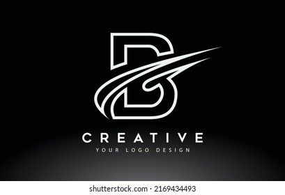 Diseño de logotipo de carta creativa B con ilustración del vector de iconos de pincel Swoosh.