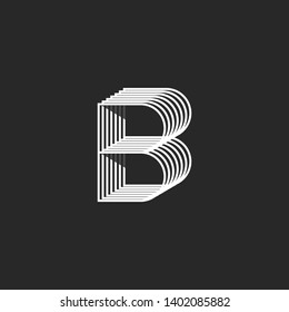 Creative B letter logo monogram initial, 3d isometric geometric shape, parallel lines linear stylish design