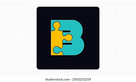 Creative B Letter Vector Puzzle Logo, Stylish Colorful Parts Logo Sign B Letter, B Character Logo Symbol
