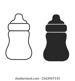 Creative baby bottle icon vector illustration with white background.