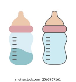 Creative baby bottle icon vector illustration with white background.
