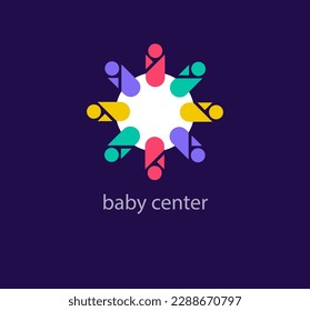 Creative baby center logo design. Modern design color. Cyclic baby logo template. vector.	
