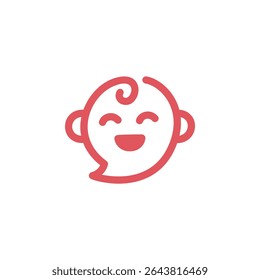 Creative Baby Logo. Colorful Line Style. Baby Spa and Nursery cherry soft