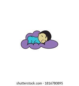 creative  baby logo outline illustration with color design vector template