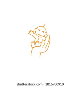 creative  baby logo outline illustration with color design vector template