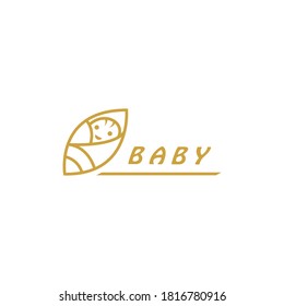 creative  baby logo outline illustration with color design vector template
