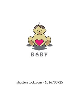 creative  baby logo outline illustration with color design vector template