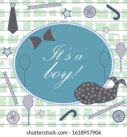 Creative Baby Shower Card. Vector Illustration