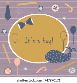 Creative Baby Shower Card. Vector Illustration.