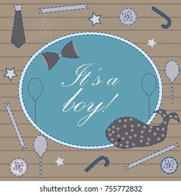 Creative Baby Shower Card. Vector Illustration