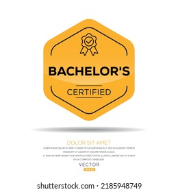 Insignia certificada por Creative (Bachelor), ilustración vectorial.