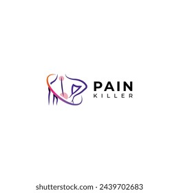 Creative Back pain, Pain killer treatment logo design.