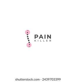 Creative Back pain, Pain killer treatment logo design.