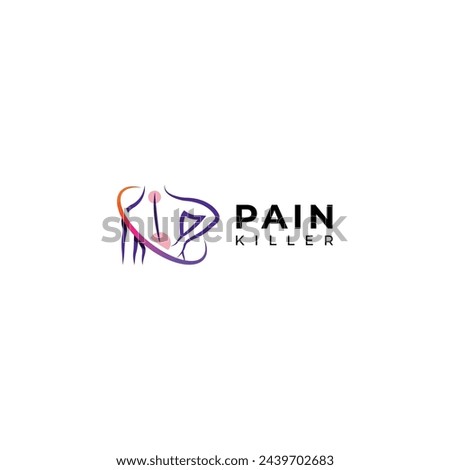 Creative Back pain, Pain killer treatment logo design.