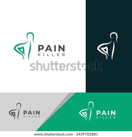 Creative Back pain, Pain killer treatment logo design.