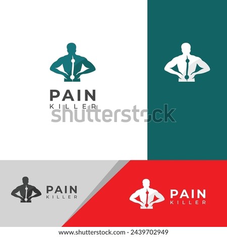Creative Back pain, Pain killer treatment logo design.