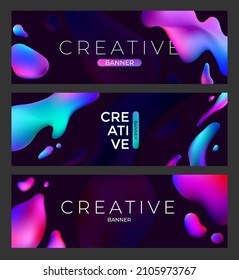 creative background or banner template, modern colorful liquid space night atmosphere