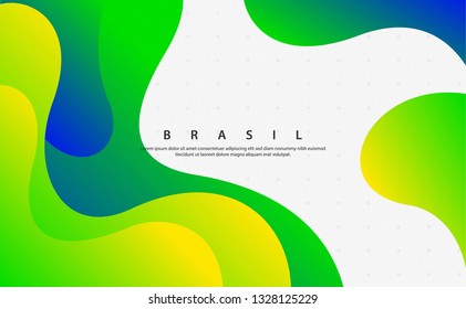 Creative background with Brasil flag colors, fluid style art for ad, promotion, invitation, party, poster, social media, web.