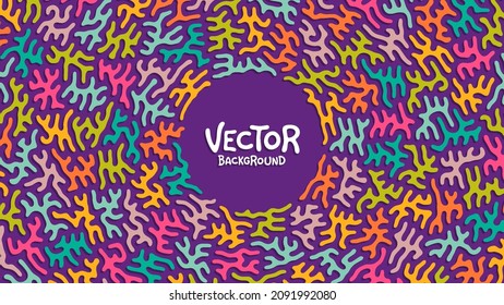 Creative background for children or trendy design with funny crazy distorted blobs and place for you content. Colorful abstract pattern with various random shapes. Vector background