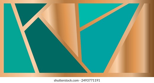 A creative background concept with an abstract image of gold, silver and turquoise colors in a minimalist style. Modern art design templates for holidays, advertising, branding, banners, covers, label