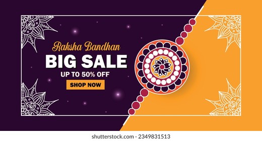 Creative background with decorated rakhi for Raksha Bandhan Sale