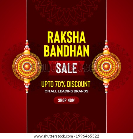 Creative background with decorated rakhi for Raksha Bandhan Sale  – Indian festival of sisters and brothers.