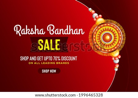 Creative background with decorated rakhi for Raksha Bandhan Sale  – Indian festival of sisters and brothers.