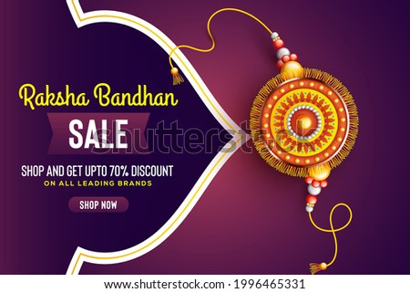 Creative background with decorated rakhi for Raksha Bandhan Sale  – Indian festival of sisters and brothers.
