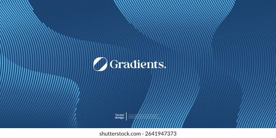 Creative background design with blue wavy line pattern. Vector horizontal template for digital business banner, presentation template, tech voucher.