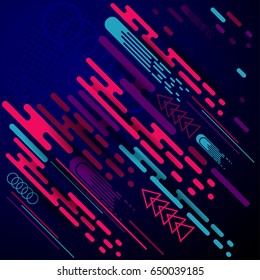 Creative background design. Colorful stripes on dark blue background. 
