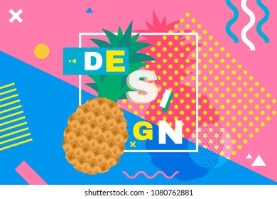 creative background design with pineapple abstract geometric shapes