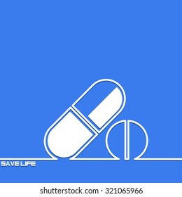 Creative background with drugs, pills, amino acid outline. The symbol for sports, fitness and healthy lifestyle. Motivation concept. Design element. Idea.