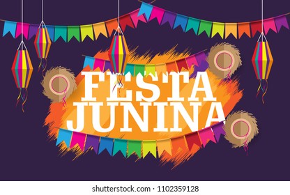 Creative background. Festa Junina Brazilian Festival. with colorful concept for print, cards, banner etc. EPS10