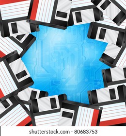 Creative background with floppy disks. eps10 layered vector file.