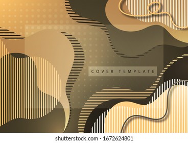 Kreativer Hintergrund mit fließender Farbwelle und gestreiften Formen auf halbem Hintergrund. Vorlage für die Gestaltung des Banners, Cover, Visitenkarte, Illustration, Landing-Page. Vektorillustration.
