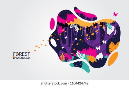 creative background with forest concept colorful , cute , and fun .
