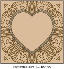 Creative Background with heart and floral ornament. Template for Valentine's Day. Vector illustration. For design, print.