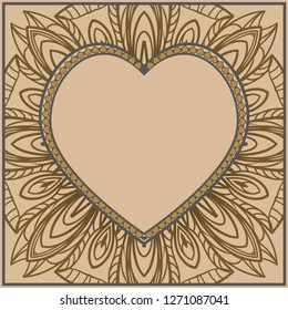 Creative Background with heart and floral ornament. Template for Valentine's Day. Vector illustration. For design, print.