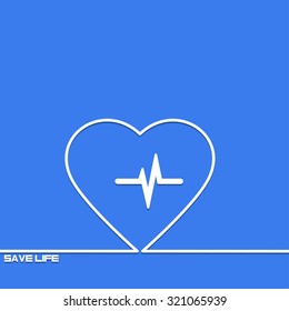 Creative background with heart pulse outline. The symbol for sports, fitness and healthy lifestyle. Motivation concept. Design element. Idea.