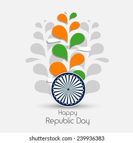 Creative background for Indian republic day with ashoka wheel.