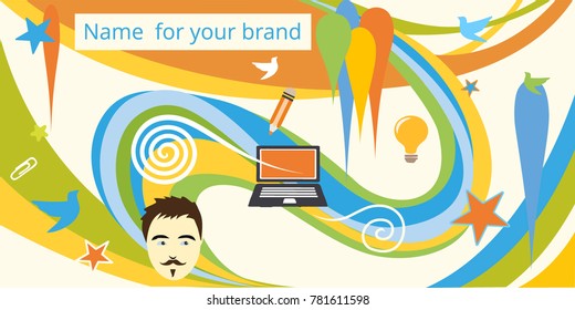 Creative background of internet technologies. Bright colors and elements. Abstract vector background 