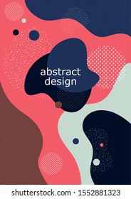 Creative background in minimal trendy style. Abstract shapes, waves, circles, dots. Design for cover, poster, flyer, website background or advertisement. Vector illustration