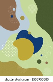 Creative background in minimal trendy style. Abstract shapes, waves, circles, dots. Design for cover, poster, flyer, website background or advertisement. Vector illustration