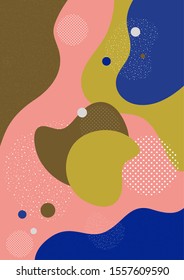 Creative background in minimal trendy style. Abstract shapes, waves, circles, dots. Design for cover, poster, flyer, website background or advertisement. Vector illustration